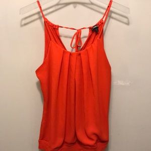 Coral tank with chiffon overlay